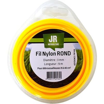 JR Motoculture FNY009 Nylon Round Thread: 3 mm x 9 m, Yellow JR Motoculture FNY009 Nylon Round Thread: 3 mm x 9 m, Yellow