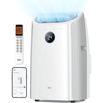 DREO Smart 3-in-1 Portable Air Conditioner, 12000 BTU Drainage-Free Cooling AC Unit, Silent Mobile Air Conditioner for Bedroom, APP/Voice/Remote Control, 24h Timer with Fan & Dehumidifier, AC516S DREO Smart 3-in-1 Portable Air Conditioner, 12000 BTU Drainage-Free Cooling AC Unit, Silent Mobile Air Conditioner for Bedroom, APP/Voice/Remote Control, 24h Timer with Fan & Dehumidifier, AC516S
