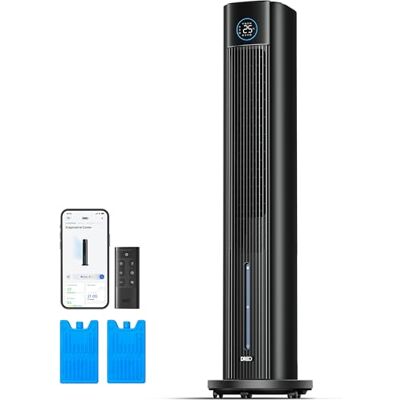 DREO Evaporative Air Cooler, 40” Cooling Fans that Blow Cold Air, 80° Oscillating, Removable Water Tank, Ice Packs, Remote Control, 4 Speeds, 7H Timer, Swamp Cooler for Bedroom, Black DREO Evaporative Air Cooler, 40” Cooling Fans that Blow Cold Air, 80° Oscillating, Removable Water Tank, Ice Packs, Remote Control, 4 Speeds, 7H Timer, Swamp Cooler for Bedroom, Black