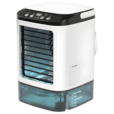 Alksubbm Air Cooler Portable, Mini Air Conditioner Fan – Noiseless Evaporative Air Cooler with Water Tank, 3-in-1 Cooling Fan, Humidifier & 7 LED Night Light, Desk Air Con Unit for Home Bedroom Office Travel Alksubbm Air Cooler Portable, Mini Air Conditioner Fan – Noiseless Evaporative Air Cooler with Water Tank, 3-in-1 Cooling Fan, Humidifier & 7 LED Night Light, Desk Air Con Unit for Home Bedroom Office Travel