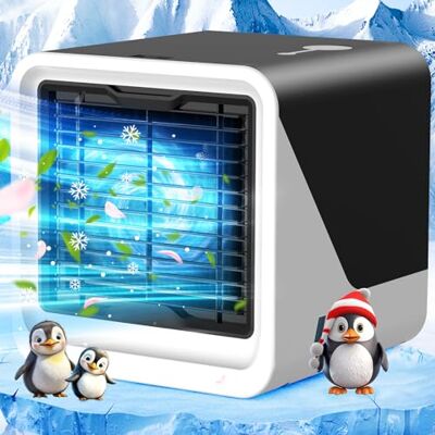 CharmYard Mini Portable Air Conditioner Fan, Small Evaporative Cooler with Cold Air, 3-Speed Personal Cooling Fan with 7-Color Light for Room, Office, Camping, Travel CharmYard Mini Portable Air Conditioner Fan, Small Evaporative Cooler with Cold Air, 3-Speed Personal Cooling Fan with 7-Color Light for Room, Office, Camping, Travel