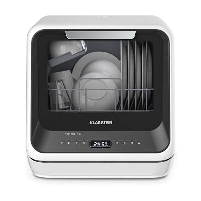 KLARSTEIN Amazonia Mini Dishwasher – Compact Countertop, 7 Programs, 5L Tank or Direct Connection, Energy Efficiency Class D, Quiet 58dB, Digital Display, Portable Table Top for Small Kitchens, Black KLARSTEIN Amazonia Mini Dishwasher – Compact Countertop, 7 Programs, 5L Tank or Direct Connection, Energy Efficiency Class D, Quiet 58dB, Digital Display, Portable Table Top for Small Kitchens, Black