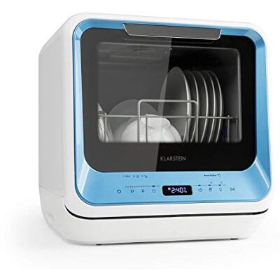 KLARSTEIN Amazonia Mini Dishwasher – Compact Countertop, 7 Programs, 5L Tank or Direct Connection, Energy Efficiency Class D, Quiet 58dB, Digital Display, Portable Table Top for Small Kitchens, Blue KLARSTEIN Amazonia Mini Dishwasher – Compact Countertop, 7 Programs, 5L Tank or Direct Connection, Energy Efficiency Class D, Quiet 58dB, Digital Display, Portable Table Top for Small Kitchens, Blue