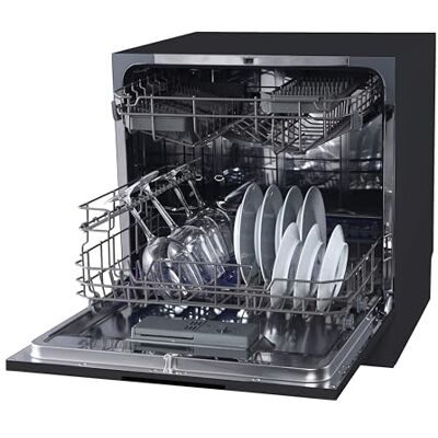 Cookology Mini Countertop Dishwasher 8 Place Settings Black Tabletop Small Appliance 8 Wash Cycles ECO Friendly Mode Compact & Portable Cookology Mini Countertop Dishwasher 8 Place Settings Black Tabletop Small Appliance 8 Wash Cycles ECO Friendly Mode Compact & Portable