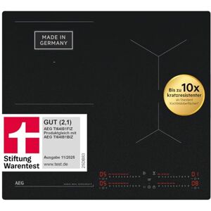 AEG Induction Hob 60 cm, Made in Germany, 4 Flex Cooking Zones with Scratch-Resistant Sapphire Matte Surface, SenseBoil Prevents Boiling Over, Bridge Combination 2 Zones, Hob²Hood, TI64IB1FIZ AEG Induction Hob 60 cm, Made in Germany, 4 Flex Cooking Zones with Scratch-Resistant Sapphire Matte Surface, SenseBoil Prevents Boiling Over, Bridge Combination 2 Zones, Hob²Hood, TI64IB1FIZ