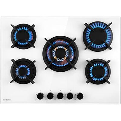 Klarstein Goldflame 5 - Gas Cooktop - Brass Burners - Black Ceramic Surface Klarstein Goldflame 5 - Gas Cooktop - Brass Burners - Black Ceramic Surface