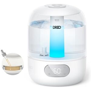 DREO Humidifier for Bedroom with Sensor, 26dB Quiet Cool Mist Ultrasonic Humidifiers for Home, 360° Nozzle, 30H Runtime, Ambient Light Indicator, Essential Oil Diffuser, Room, Plants, Nursery, White DREO Humidifier for Bedroom with Sensor, 26dB Quiet Cool Mist Ultrasonic Humidifiers for Home, 360° Nozzle, 30H Runtime, Ambient Light Indicator, Essential Oil Diffuser, Room, Plants, Nursery, White