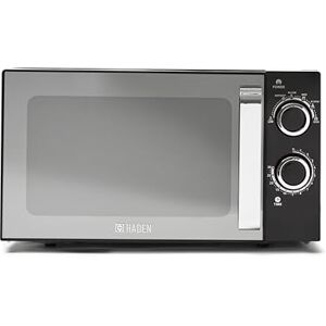 HADEN 800W Black Microwave 207777, 20 Litre Capacity, Mirror Door, Manual Controls, 6 Power Levels HADEN 800W Black Microwave 207777, 20 Litre Capacity, Mirror Door, Manual Controls, 6 Power Levels