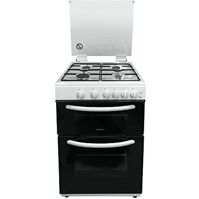 Igenix Statesman GDL60W NOVA Double Oven Gas Cooker with Glass Lid & Closed Door Grilling, 4 Gas Burners, 60cm Wide, White Igenix Statesman GDL60W NOVA Double Oven Gas Cooker with Glass Lid & Closed Door Grilling, 4 Gas Burners, 60cm Wide, White