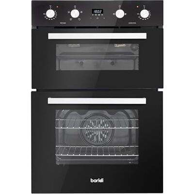 Baridi 90cm Built-In Double Oven, 88L Capacity, Energy Rating A, 8 Shelf Positions, Black Glass – DH279 Baridi 90cm Built-In Double Oven, 88L Capacity, Energy Rating A, 8 Shelf Positions, Black Glass – DH279