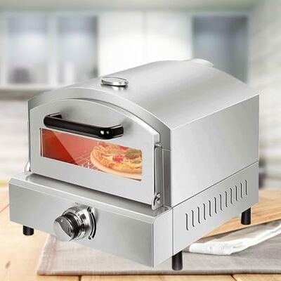 JOSBY Commercial Gas Pizza Oven, Stainless Steel Fired-Pizza Stove, with Pizza Stone, Accurate Temperature Control, Adjustable Temperature, Desktop Pizza Maker, for Outdoor Garden, Outside Party JOSBY Commercial Gas Pizza Oven, Stainless Steel Fired-Pizza Stove, with Pizza Stone, Accurate Temperature Control, Adjustable Temperature, Desktop Pizza Maker, for Outdoor Garden, Outside Party