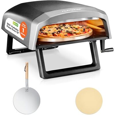NutriChef Portable Outdoor Gas Pizza Oven 12 Inch, Rotating Pizza Stone, Quick Heating, Premium Stainless Steel, Ready in 60 Seconds NutriChef Portable Outdoor Gas Pizza Oven 12 Inch, Rotating Pizza Stone, Quick Heating, Premium Stainless Steel, Ready in 60 Seconds