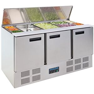 POLAR REFRIGERATION G-Series 235W Saladette Food Counter Triple Door Chiller Fridge 368 Litre, Stainless Steel, 2°C to 8°C, 885(H)x1370(W)x700(D)mm, 3 Shelves, Capacity: 4GN Countertop G607 POLAR REFRIGERATION G-Series 235W Saladette Food Counter Triple Door Chiller Fridge 368 Litre, Stainless Steel, 2°C to 8°C, 885(H)x1370(W)x700(D)mm, 3 Shelves, Capacity: 4GN Countertop G607
