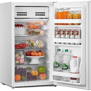 COMFEE' RCD93WH2(E) Under Counter Fridge, 93L Freestanding Refrigerator with Cooler Box, Adjustable Thermostat, Reversible Door, Removable Glass Shelves, Interior Light, White COMFEE' RCD93WH2(E) Under Counter Fridge, 93L Freestanding Refrigerator with Cooler Box, Adjustable Thermostat, Reversible Door, Removable Glass Shelves, Interior Light, White