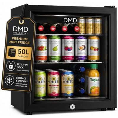 DMD Collective 50L Mini-fridge, Small Fridge, Drinks Cooler, Countertop Glass Door, Lock And Key, LED Interior Light, Reversible Door, Countertop Design, Ideal For Beer, Wine And Soft Drinks DMD Collective 50L Mini-fridge, Small Fridge, Drinks Cooler, Countertop Glass Door, Lock And Key, LED Interior Light, Reversible Door, Countertop Design, Ideal For Beer, Wine And Soft Drinks