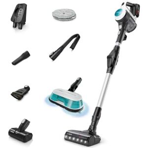 Bosch Unlimited 7 Aqua BCS72HYGGB Cordless Vacuum cleaner with additional 2in1 Vacuum and Mop head, Pet Turbo Nozzle, Flex Tube, 2 x Interchangeable 18 V Batteries, 80 minutes run time White Bosch Unlimited 7 Aqua BCS72HYGGB Cordless Vacuum cleaner with additional 2in1 Vacuum and Mop head, Pet Turbo Nozzle, Flex Tube, 2 x Interchangeable 18 V Batteries, 80 minutes run time White