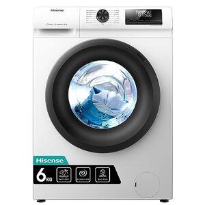 Hisense-WFQP6012EVM-Freestanding-6 KG-Front Load Durable Inverter Washing Machine-Steam Wash-Quick Wash-15 Washing Programs-1200 RPM-White-Energy Rating C