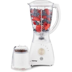 GEEPAS 2-in-1 Food Jug Blender & Smoothie Blender Ice Crusher Stainless Steel Blades 4 Speeds Pulse Mode 1.5L Jar Smoothie Milkshake Maker Coffee/Spice Grinder Mill 1 Year Warranty 550W White GEEPAS 2-in-1 Food Jug Blender & Smoothie Blender Ice Crusher Stainless Steel Blades 4 Speeds Pulse Mode 1.5L Jar Smoothie Milkshake Maker Coffee/Spice Grinder Mill 1 Year Warranty 550W White
