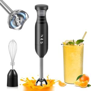 HIYAA Hand Blender Stick Blender 3-in-1 Immersion Blender handheld, Stick Blender Electric with Stainless Steel Blade, Egg Whisk, 600ml Beaker for Making Baby Food, Soups (300W~800W, Black) HIYAA Hand Blender Stick Blender 3-in-1 Immersion Blender handheld, Stick Blender Electric with Stainless Steel Blade, Egg Whisk, 600ml Beaker for Making Baby Food, Soups (300W~800W, Black)