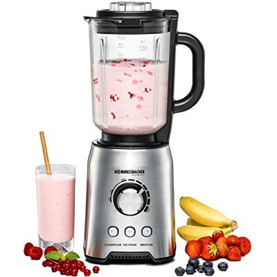 Rommelsbacher Stand Mixer MX 1250-22,000 rpm, Continuous Speed Control, Function Buttons (Smoothie, Clean/Pulse, Ice Crush), Glass Jug, Stainless Steel Housing, Special Knife, 1200 Watt Rommelsbacher Stand Mixer MX 1250-22,000 rpm, Continuous Speed Control, Function Buttons (Smoothie, Clean/Pulse, Ice Crush), Glass Jug, Stainless Steel Housing, Special Knife, 1200 Watt