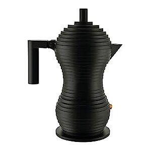 Alessi Pulcina MDL02 / 3 BB Design Espresso Coffee Maker, in Cast Aluminum with Handle and Knob in PA, 3 Cups, Black Alessi Pulcina MDL02 / 3 BB Design Espresso Coffee Maker, in Cast Aluminum with Handle and Knob in PA, 3 Cups, Black