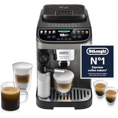 DeLonghi Magnifica Evo Next ECAM312.80.TB, Automatic Coffee Machine With Automatic Milk Frother, Bean To Cup Coffee and Cappuccino Machine with Intuitive Touch Display, Black/Titanium DeLonghi Magnifica Evo Next ECAM312.80.TB, Automatic Coffee Machine With Automatic Milk Frother, Bean To Cup Coffee and Cappuccino Machine with Intuitive Touch Display, Black/Titanium