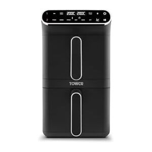 Tower T17190 Vortx XL Dual Stack Air Fryer with Digital Control Panel, Space Saving Design, 6 Preset Cooking Modes, Match Cook & Smart Finish Functions, Dual Baskets, 2460W, 11L, Black Tower T17190 Vortx XL Dual Stack Air Fryer with Digital Control Panel, Space Saving Design, 6 Preset Cooking Modes, Match Cook & Smart Finish Functions, Dual Baskets, 2460W, 11L, Black