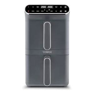 Tower T17190GRP Vortx XL Dual Stack Air Fryer with Digital Control Panel, Space Saving Design, 6 Preset Cooking Modes, Match Cook & Smart Finish Functions, 2460W, 11L, Graphite with Chrome Trim Tower T17190GRP Vortx XL Dual Stack Air Fryer with Digital Control Panel, Space Saving Design, 6 Preset Cooking Modes, Match Cook & Smart Finish Functions, 2460W, 11L, Graphite with Chrome Trim