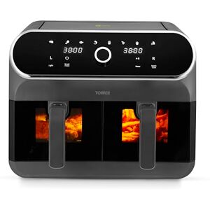 Tower T17195 Elite Dual Basket Air Fryer with Digital Control Panel and Viewing Windows, Match Cook & Sync Finish Functions, 8 Cooking Presets, Vortx Technology, 8L, 1700W, Graphite Tower T17195 Elite Dual Basket Air Fryer with Digital Control Panel and Viewing Windows, Match Cook & Sync Finish Functions, 8 Cooking Presets, Vortx Technology, 8L, 1700W, Graphite
