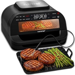 Nutrichef Indoor Smokeless Grill and Air Fryer Combo, 7-in-1 Electric Grill with 6L Capacity, Includes Smart Thermometer, Temperature Control, Non-Stick Removable Plates For Frying, Roasting, and More Nutrichef Indoor Smokeless Grill and Air Fryer Combo, 7-in-1 Electric Grill with 6L Capacity, Includes Smart Thermometer, Temperature Control, Non-Stick Removable Plates For Frying, Roasting, and More