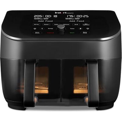 Instant Pot Instant Vortex Plus Double Basket with ClearCook 7.6L Digital Hot Air Fryer, Black, 8-in-1 Smart Programs Frying, Baking, Roasting, Grilling, Dehydrating, Warming, XL Capacity -1700W Instant Pot Instant Vortex Plus Double Basket with ClearCook 7.6L Digital Hot Air Fryer, Black, 8-in-1 Smart Programs Frying, Baking, Roasting, Grilling, Dehydrating, Warming, XL Capacity -1700W