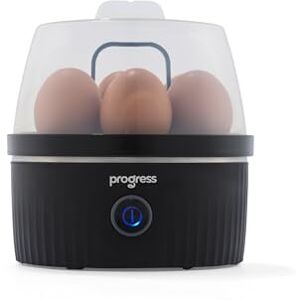 PROGRESS Echo Egg Cooker – 7 Boiled Eggs & 2 Poached Eggs Capacity, 400W, Cook Soft/Hard-Boiled, Indicator Light, Compact Design, Includes Measuring Cup, Removable Egg Rack & Egg Poachers, Black PROGRESS Echo Egg Cooker – 7 Boiled Eggs & 2 Poached Eggs Capacity, 400W, Cook Soft/Hard-Boiled, Indicator Light, Compact Design, Includes Measuring Cup, Removable Egg Rack & Egg Poachers, Black