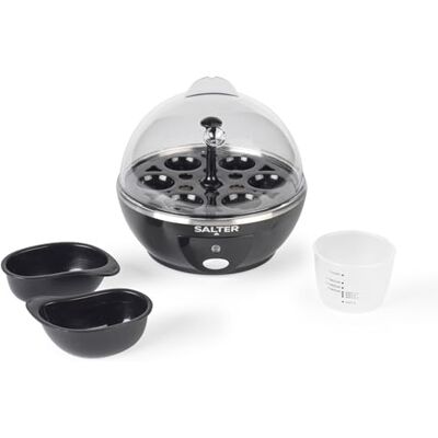 Salter Electric Multi Egg Cooker 6 Egg Capacity Boiler, Great For Soft Dippy, Hard & Poached Eggs, Includes Measuring Cup, Removable Egg Rack and 2 Poaching Trays, Easy Clean, Compact, 430W Salter Electric Multi Egg Cooker 6 Egg Capacity Boiler, Great For Soft Dippy, Hard & Poached Eggs, Includes Measuring Cup, Removable Egg Rack and 2 Poaching Trays, Easy Clean, Compact, 430W