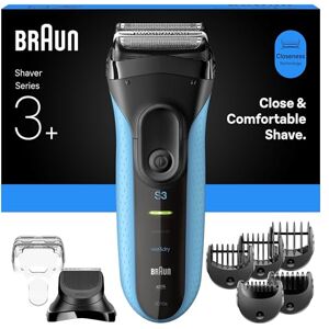 Braun Series 3+ Electric Shaver, 3 Flexible Blades, Wet & Dry Razor for Men with Beard Trimmer Attachment, +5 Combs, Efficiency MicroComb, Made in Germany, 3010BT, Blue Braun Series 3+ Electric Shaver, 3 Flexible Blades, Wet & Dry Razor for Men with Beard Trimmer Attachment, +5 Combs, Efficiency MicroComb, Made in Germany, 3010BT, Blue