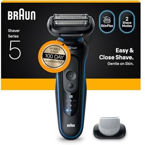Braun Series 5 Electric Shaver, Wet & Dry Foil Razor for Men with Body Groomer Attachment, Cordless, Up to 50 min, 100% Waterproof, 52-B1600S, Blue Braun Series 5 Electric Shaver, Wet & Dry Foil Razor for Men with Body Groomer Attachment, Cordless, Up to 50 min, 100% Waterproof, 52-B1600S, Blue