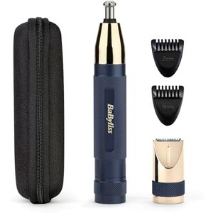 BaByliss Super-X Metal Series Nose Trimmer, Ear Eyebrow Hair Trimmer for Men, Grooming Kit, Gifts for Men (Gold/Blue) BaByliss Super-X Metal Series Nose Trimmer, Ear Eyebrow Hair Trimmer for Men, Grooming Kit, Gifts for Men (Gold/Blue)
