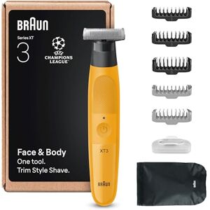 Braun Series XT3 All-in-One Electric Razor & Trimmer for Men, 4D FlexBlade, 7 Styling Tools, 6-Month Blade Life, 45 Min Cordless, Waterproof XT3205 Yellow Braun Series XT3 All-in-One Electric Razor & Trimmer for Men, 4D FlexBlade, 7 Styling Tools, 6-Month Blade Life, 45 Min Cordless, Waterproof XT3205 Yellow