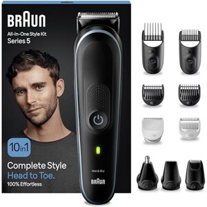 Braun 10-in-1 All-in-One Style Kit Series 5, Male Grooming Kit with Beard Trimmer, Hair Clippers, Nose Hair Trimmer for Men, Precision Trimmer, Gifts for Men, UK 2 Pin Plug, MGK5445, Black Braun 10-in-1 All-in-One Style Kit Series 5, Male Grooming Kit with Beard Trimmer, Hair Clippers, Nose Hair Trimmer for Men, Precision Trimmer, Gifts for Men, UK 2 Pin Plug, MGK5445, Black