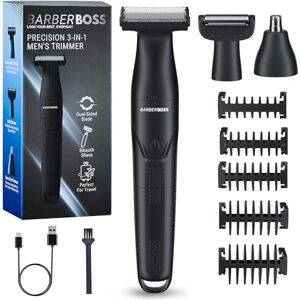 BARBERBOSS 3-in-1 Men’s Precision Trimmer, Beard and Hair Grooming Kit for Men, Body Groomer, Nose & Ear Trimmer, Rechargeable Cordless Shaver with USB Charging, 3-in-1 Men’s Shaver, QR-2301 (Black) BARBERBOSS 3-in-1 Men’s Precision Trimmer, Beard and Hair Grooming Kit for Men, Body Groomer, Nose & Ear Trimmer, Rechargeable Cordless Shaver with USB Charging, 3-in-1 Men’s Shaver, QR-2301 (Black)