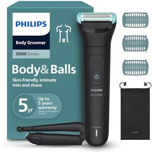 Philips Body Groomer 5000 Series Trimmer for Men with Triple Protect Shave System, Intimate Trim & Shave, Foldable Back Attachment, 100% Showerproof, 100 Min. Runtime, Model BG5480/15 Philips Body Groomer 5000 Series Trimmer for Men with Triple Protect Shave System, Intimate Trim & Shave, Foldable Back Attachment, 100% Showerproof, 100 Min. Runtime, Model BG5480/15