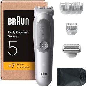 Braun Body Groomer for Men, Body Hair Trimmer +7 Tools, SkinGuard, Waterproof, 100 Min Runtime, Gentle Pubic & Private Area Shaver, Smooth & Sensitive Trim, Series 5 Grey (BG5555) Braun Body Groomer for Men, Body Hair Trimmer +7 Tools, SkinGuard, Waterproof, 100 Min Runtime, Gentle Pubic & Private Area Shaver, Smooth & Sensitive Trim, Series 5 Grey (BG5555)