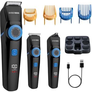 BARBERBOSS Men’s Beard Trimmer, 3-in-1 Hair, Beard & Detail Trimmer, LED Display, 3 Cutting Heads, USB Charging & Waterproof Design, Rechargeable Grooming Kit with Precision Dial BARBERBOSS Men’s Beard Trimmer, 3-in-1 Hair, Beard & Detail Trimmer, LED Display, 3 Cutting Heads, USB Charging & Waterproof Design, Rechargeable Grooming Kit with Precision Dial