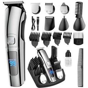 Woobroo Beard Trimmer Men, 16-in-1 Professional Hair Clippers & Trimmer with Self-Sharpening Blades, IPX7 Waterproof, Electric Grooming Kit with Large LED Display, Suitable for Families and Barber Woobroo Beard Trimmer Men, 16-in-1 Professional Hair Clippers & Trimmer with Self-Sharpening Blades, IPX7 Waterproof, Electric Grooming Kit with Large LED Display, Suitable for Families and Barber