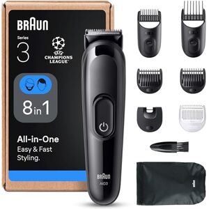 Braun 8-in-1 All-in-One Beard Trimmer & Hair Clipper for Men, Series 3 Grooming Kit with Ultra Sharp Blade, 14 Length Settings (3–21mm), 50-Min Cordless Use, Washable Heads, AIO3545, Black Braun 8-in-1 All-in-One Beard Trimmer & Hair Clipper for Men, Series 3 Grooming Kit with Ultra Sharp Blade, 14 Length Settings (3–21mm), 50-Min Cordless Use, Washable Heads, AIO3545, Black