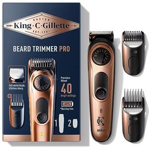 Gillette Beard Trimmer PRO for Men, Electric Razor with Precision Wheel, 40 Length Settings, Lifetime Sharp Blades, 80-Min Runtime, Washable Grooming Kit Gillette Beard Trimmer PRO for Men, Electric Razor with Precision Wheel, 40 Length Settings, Lifetime Sharp Blades, 80-Min Runtime, Washable Grooming Kit