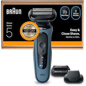 Braun Series 5 Electric Shaver, Up to 50 min, +2 Attachments, Cordless, Wet & Dry Razor for Men, 100 percent Waterproof, 52-A1820SI, Azure Braun Series 5 Electric Shaver, Up to 50 min, +2 Attachments, Cordless, Wet & Dry Razor for Men, 100 percent Waterproof, 52-A1820SI, Azure