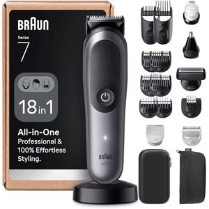 Braun 18-in-1 All-In-One Trimmer, Series 7 Grooming Kit for Men Beard Trimmer, Hair Clipper & Body Groomer with ProBlade, AutoSense, 120 Min Cordless, Waterproof AquaGrip AIO7585 Grey Braun 18-in-1 All-In-One Trimmer, Series 7 Grooming Kit for Men Beard Trimmer, Hair Clipper & Body Groomer with ProBlade, AutoSense, 120 Min Cordless, Waterproof AquaGrip AIO7585 Grey