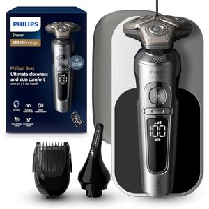 Philips Shaver Series 9000 Prestige, Wet and Dry Electric Shaver, Bright Chrome, Lift & Cut Shaving System, SkinIQ Technology, Qi Charging Pad, Beard Styler, Nose Trimmer, Model SP9871/22 Philips Shaver Series 9000 Prestige, Wet and Dry Electric Shaver, Bright Chrome, Lift & Cut Shaving System, SkinIQ Technology, Qi Charging Pad, Beard Styler, Nose Trimmer, Model SP9871/22
