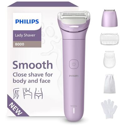Philips Lady Shaver Series 8000 Cordless, Wet & Dry Electric Shaver, 3-Blade Shaving System, Flexible Shaving Head, LED Light, for Legs, Body & Bikini, 100 Mins. Runtime, Model BRL149/00 Philips Lady Shaver Series 8000 Cordless, Wet & Dry Electric Shaver, 3-Blade Shaving System, Flexible Shaving Head, LED Light, for Legs, Body & Bikini, 100 Mins. Runtime, Model BRL149/00
