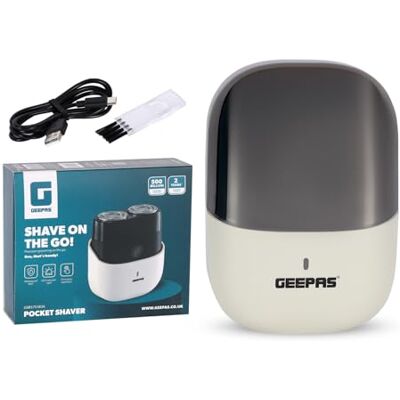 GEEPAS Wet & Dry Pocket Electric Shaver for Men Cordless IPX7 Waterproof 60-Min Use 2 Magnetic Heads One Press Operation LED Indicator Easy Clean GEEPAS Wet & Dry Pocket Electric Shaver for Men Cordless IPX7 Waterproof 60-Min Use 2 Magnetic Heads One Press Operation LED Indicator Easy Clean